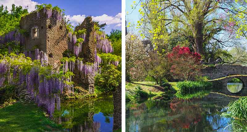 wandel door de botanische tuinen van Ninfa